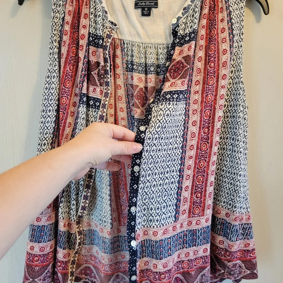 Lucky Brand Boho Printed Button Front Tank Top - Picture 6 of 8